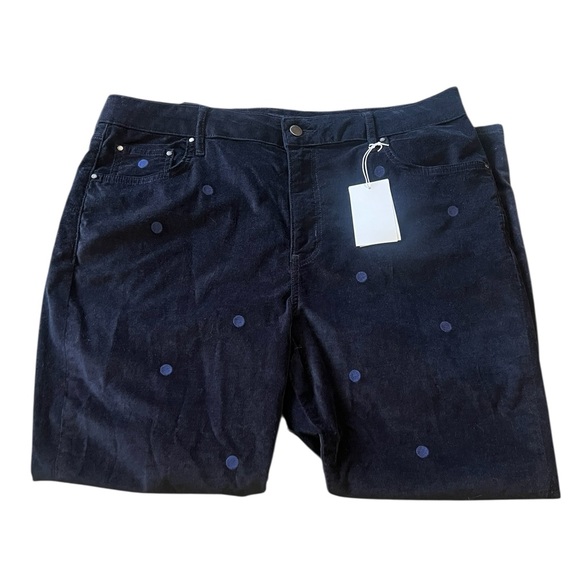 Boden NWT navy high rise velvet super skinny pants with polka dots - Picture 4 of 11